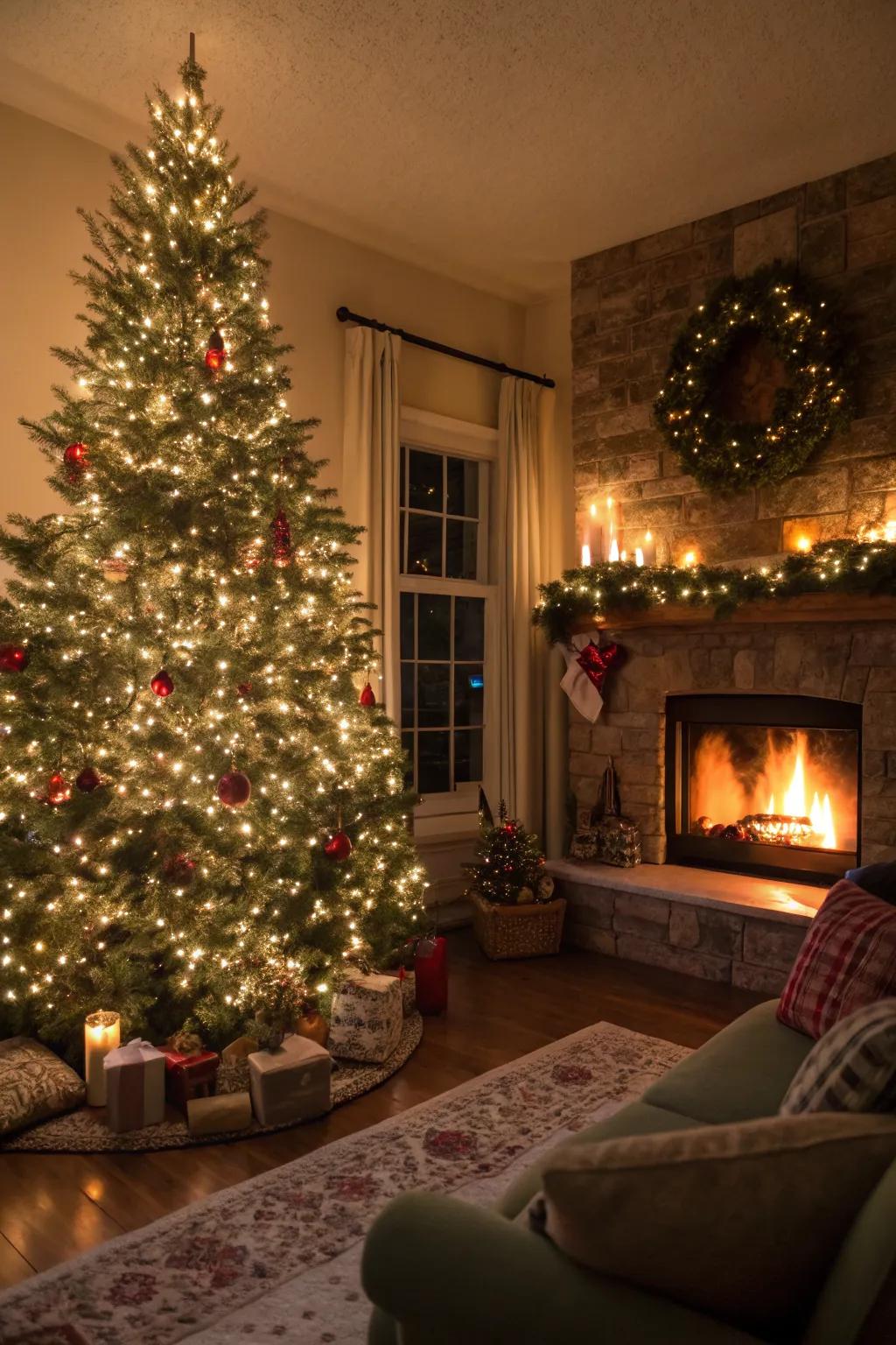 A living room aglow with festive warmth