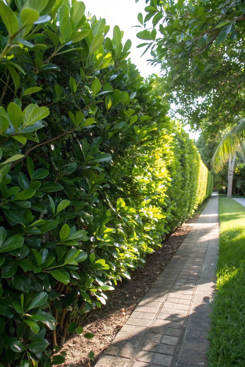 A Clusia hedge provides a beautiful and effective living fence.