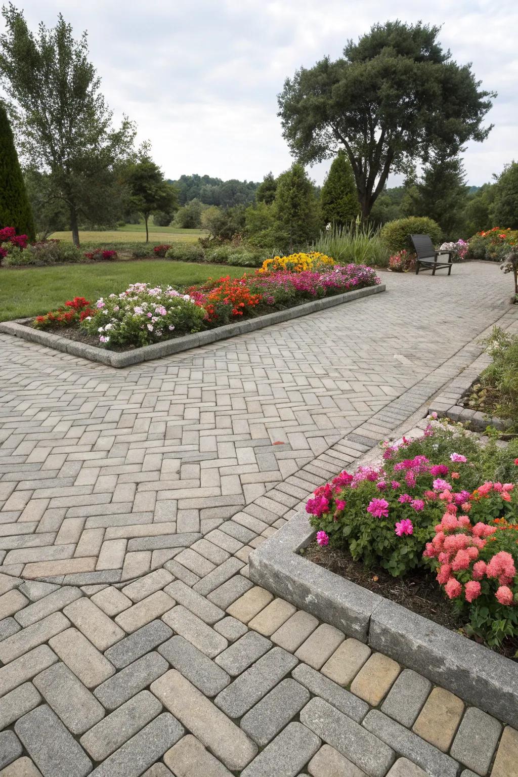 Switch up your cobblestone pattern to make a striking statement.
