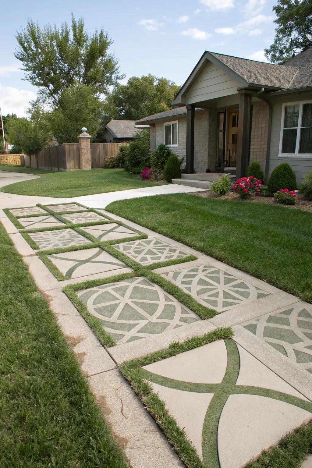 Creative geometric patterns give your concrete paths a unique twist.