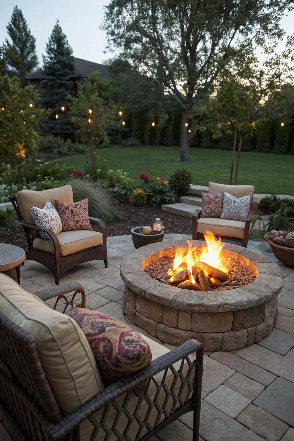 A cozy fire pit area perfect for evening gatherings.