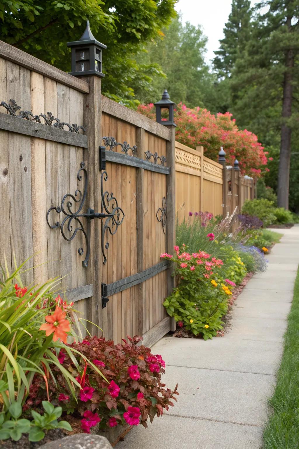 Blend materials like wood and metal for a fence that's both functional and visually appealing.