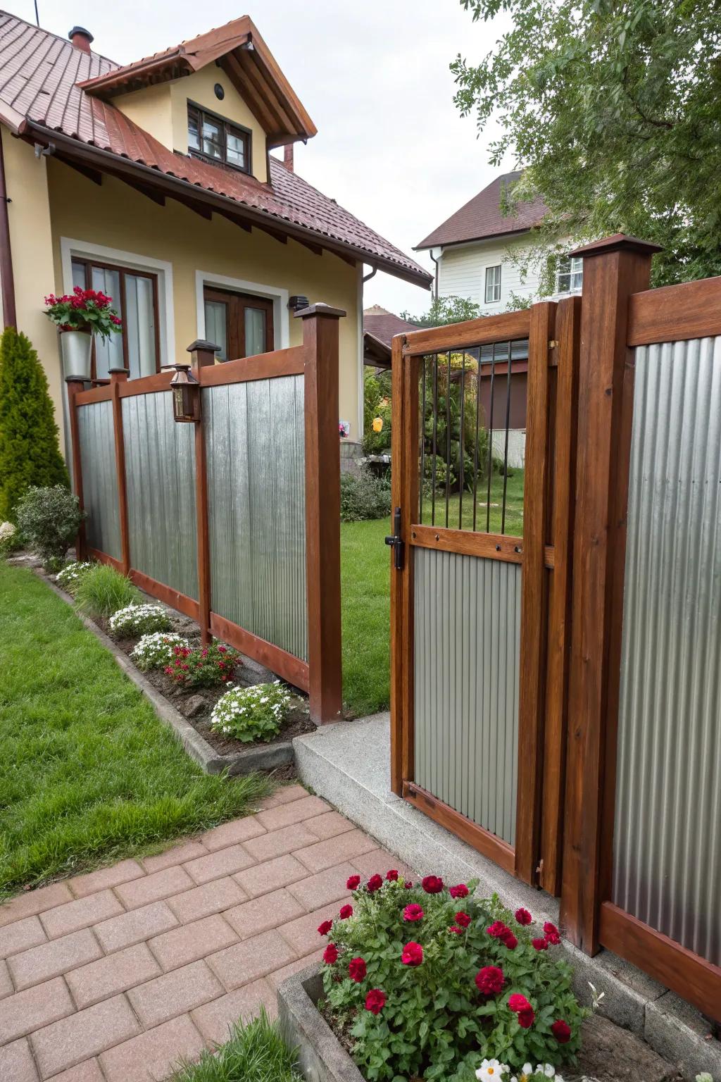 A perfect blend of wood and metal for a rustic-modern gate.