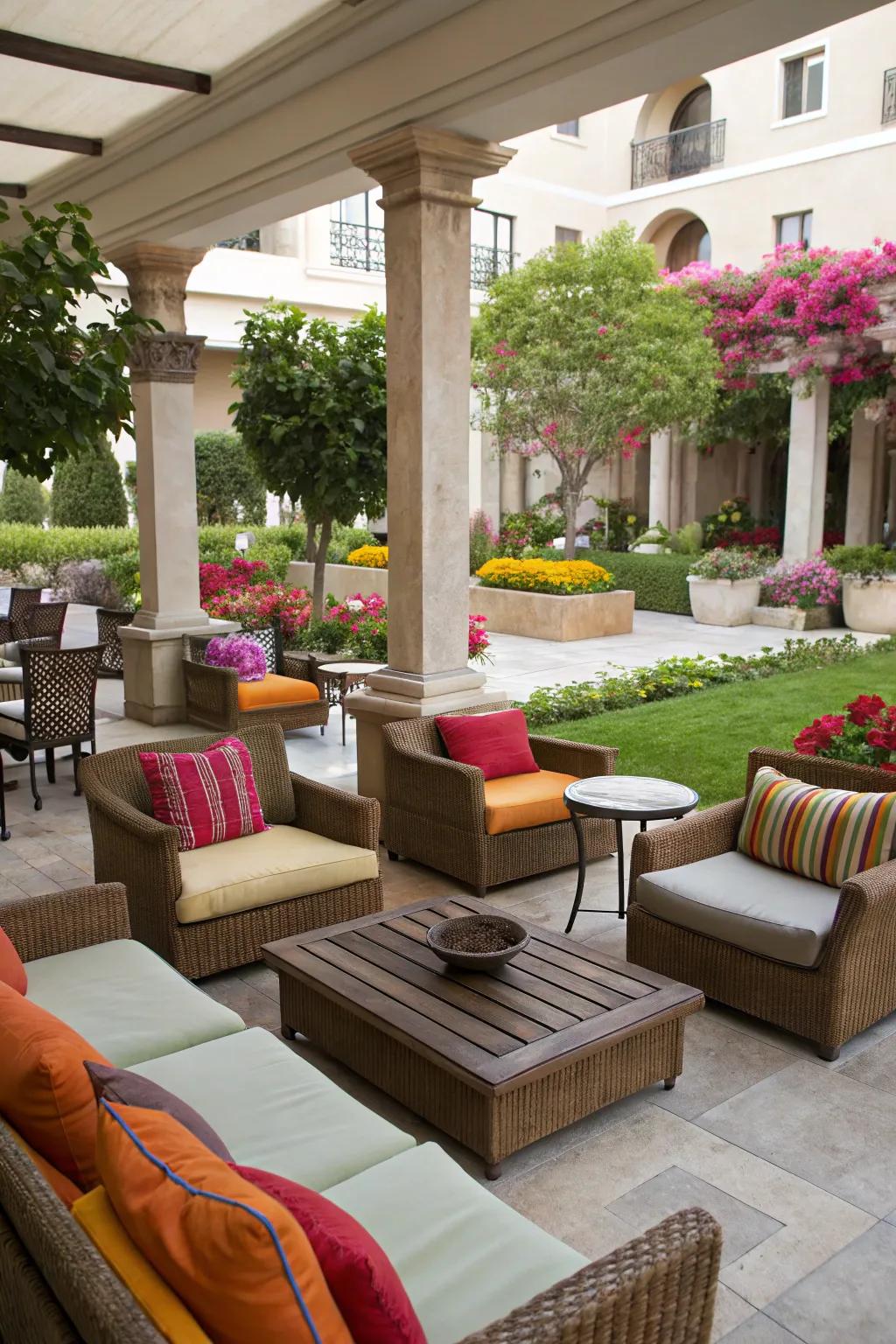 Comfortable seating makes your courtyard a haven for relaxation.