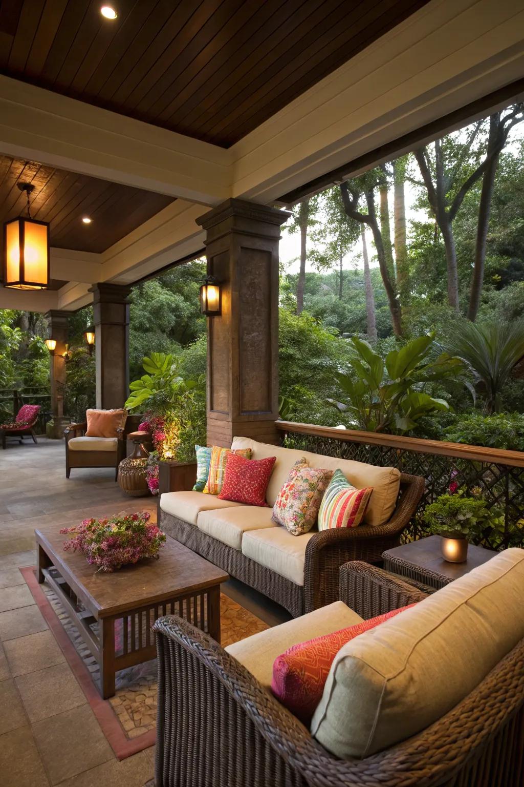 A cozy lanai lounge area perfect for relaxation.