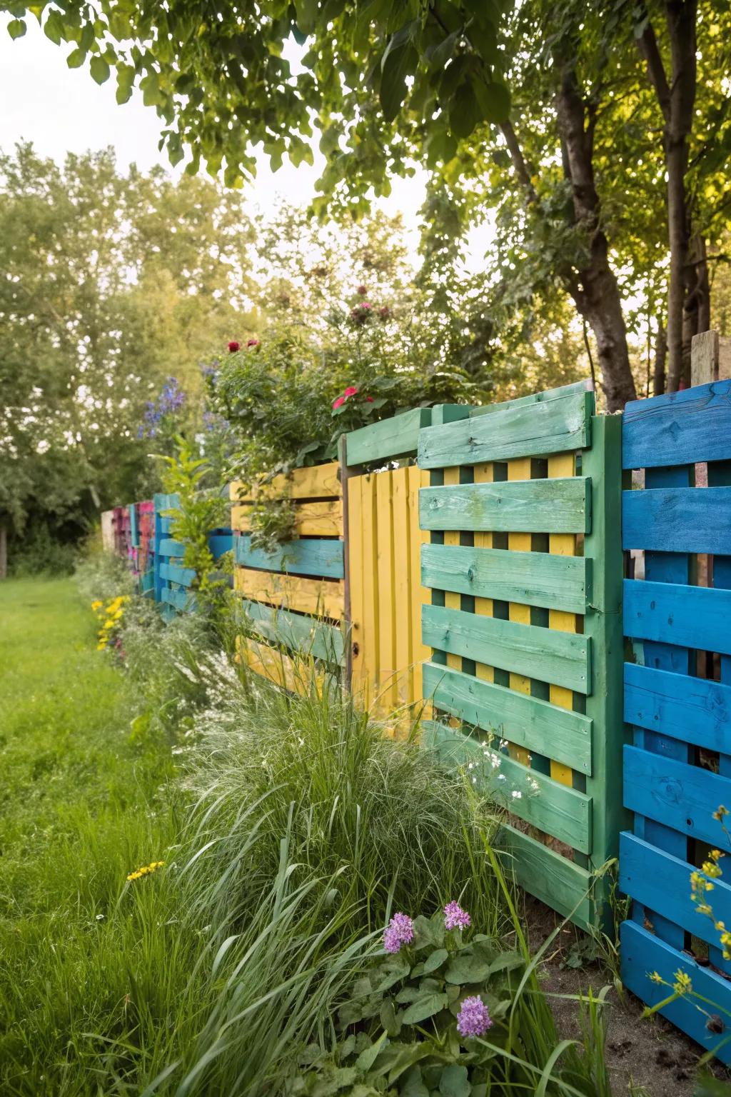 Transform wooden pallets into a charming privacy fence.