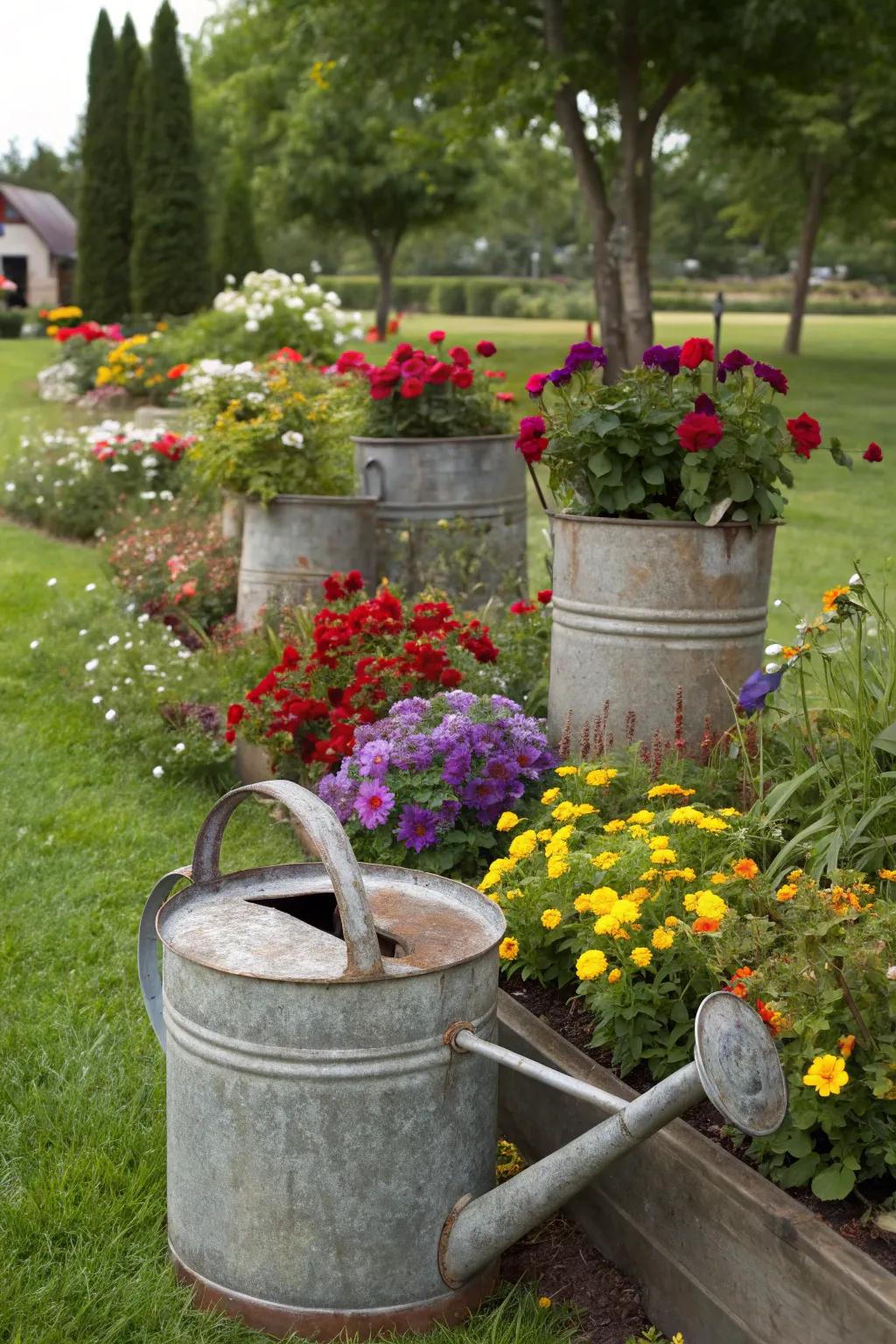 Repurpose old items as unique planters for a touch of whimsy.