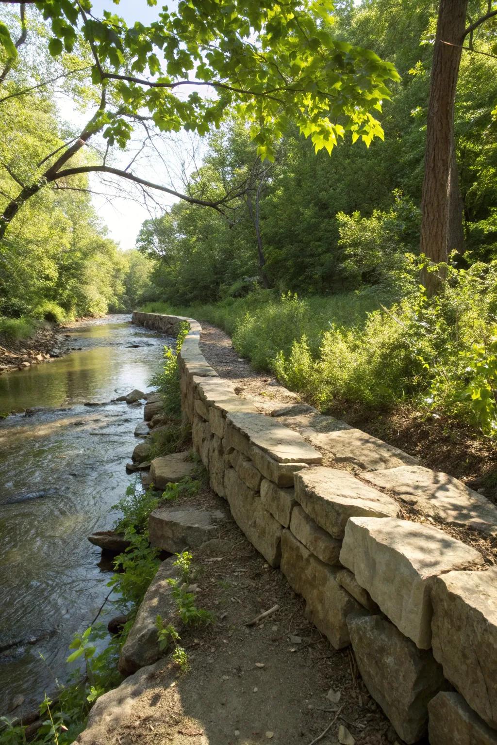 Natural stone retaining walls offer a classic and seamless look.