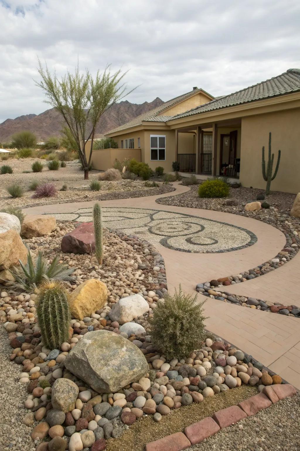 A mix of gravel and stones adds depth and character to any desert landscape.