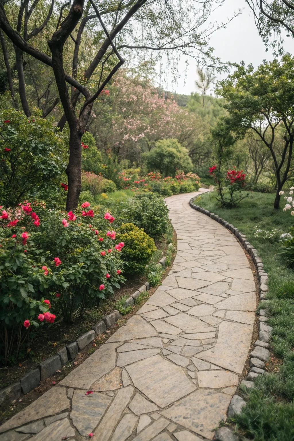 Natural stones creating a serene garden path.