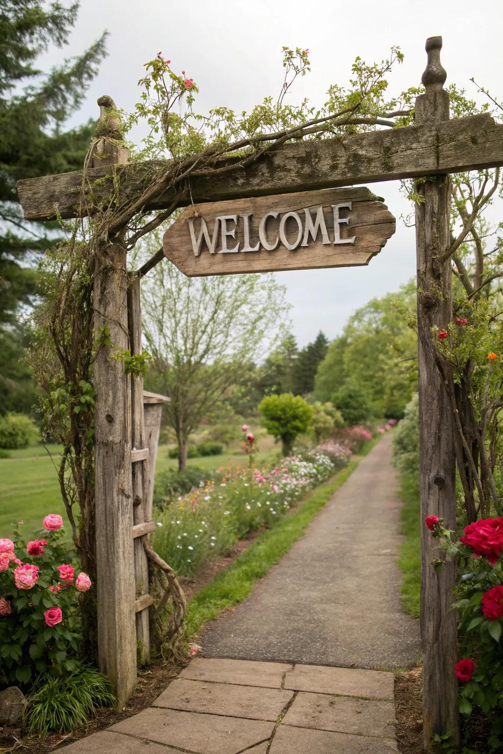 Create a welcoming atmosphere with a personalized garden sign.