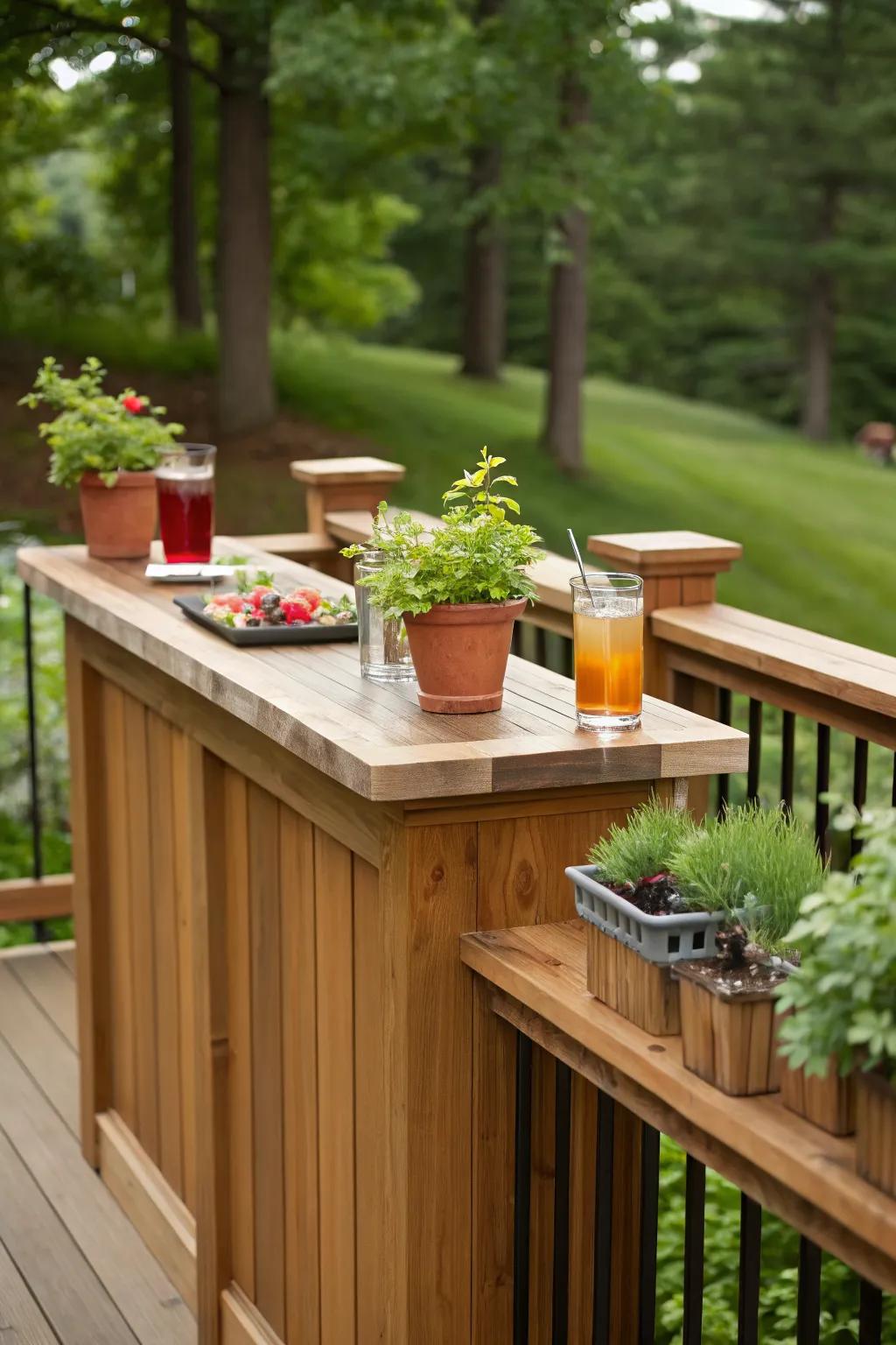 Cedar cap rails provide a classic and warm touch to your deck.