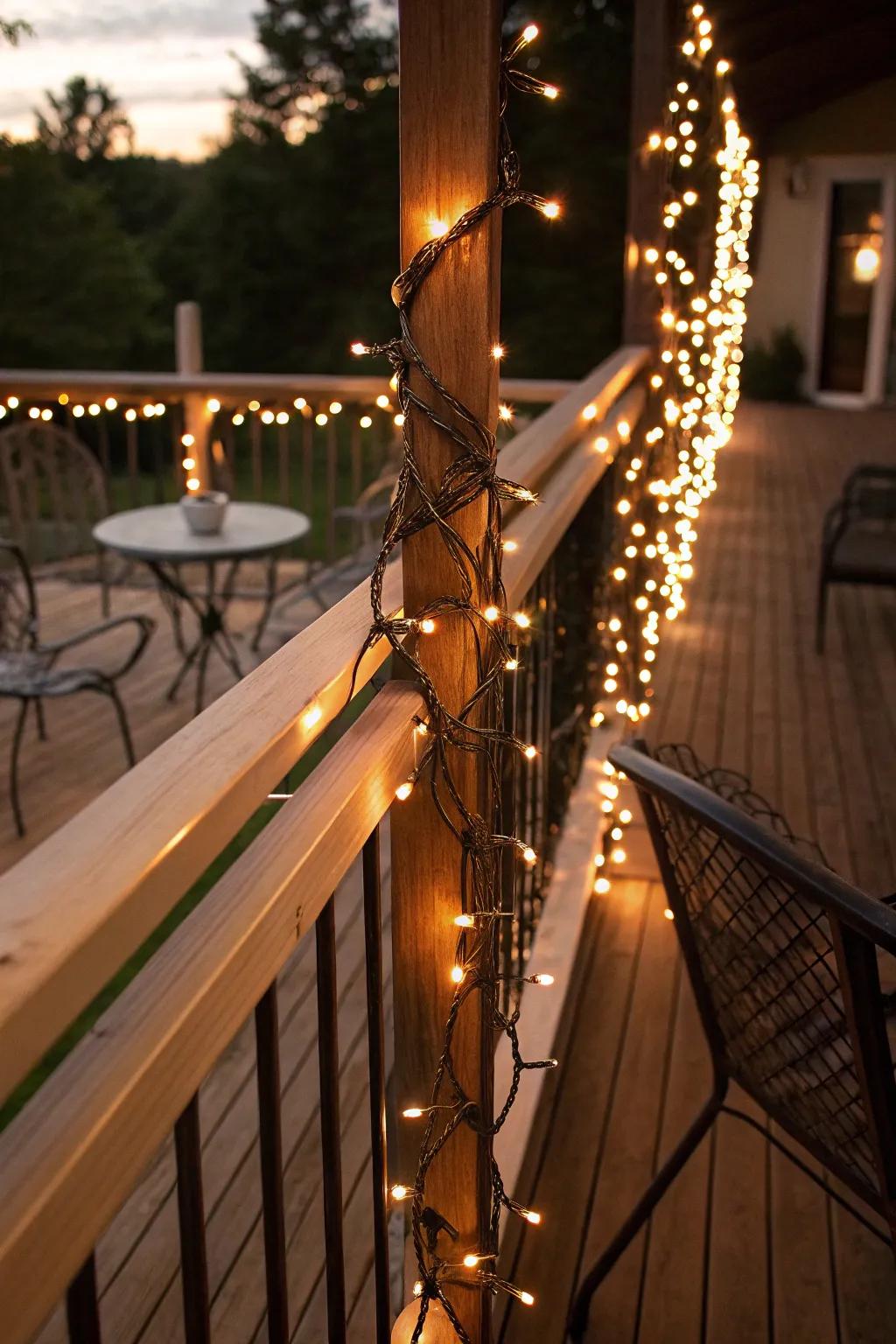 String lights add a touch of enchantment to your deck's ambiance.