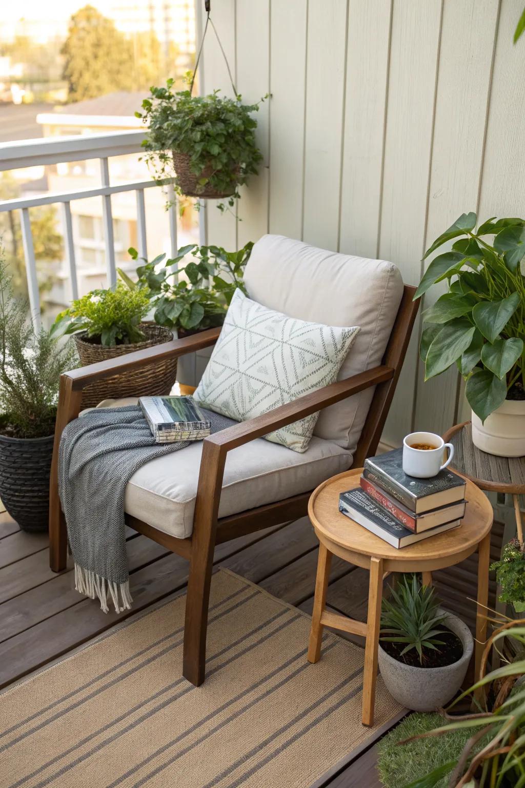 A cozy reading nook to escape and unwind.