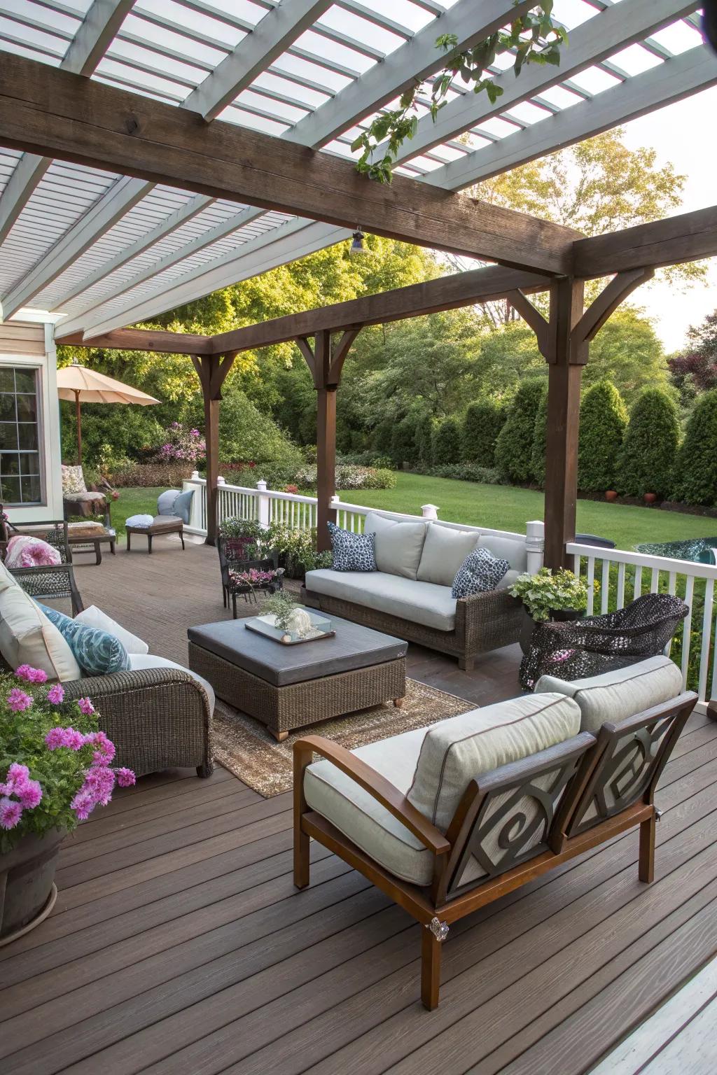 Mix and match seating for a cozy deck corner.