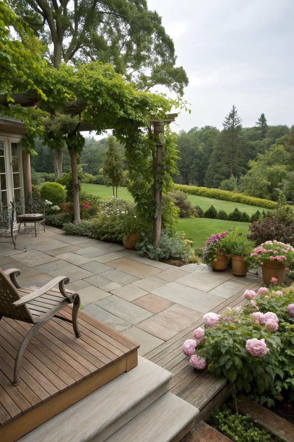 Natural stone tiles create a timeless elegance in any garden.
