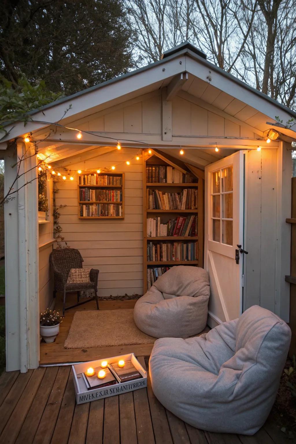 An inviting she shed sanctuary perfect for unwinding.