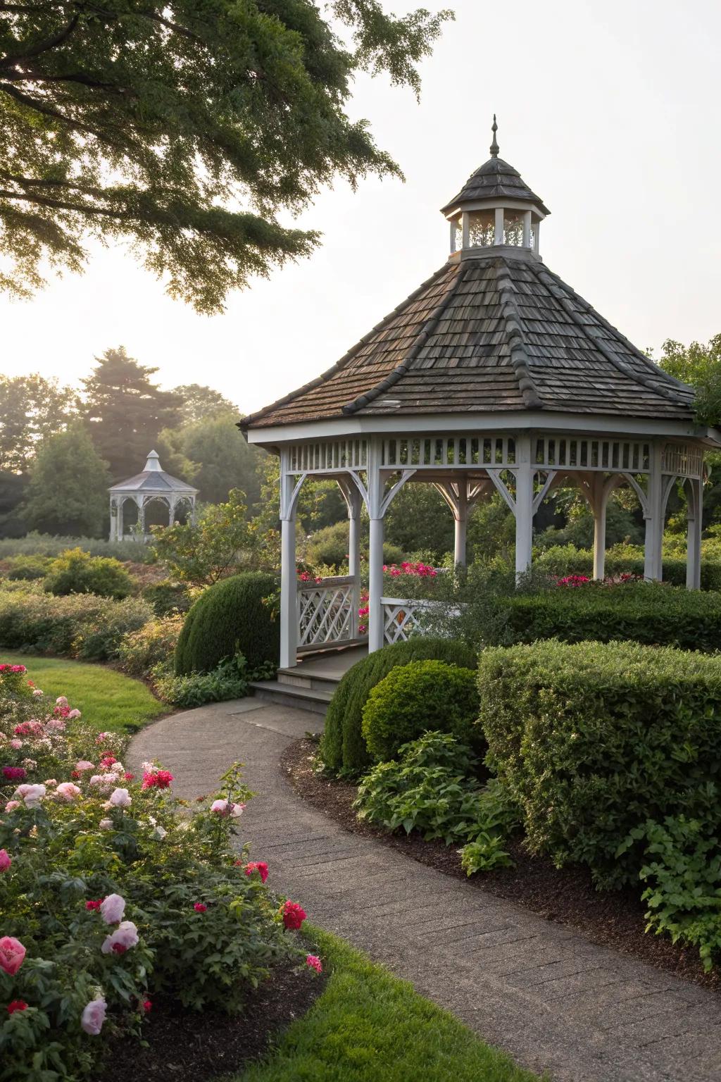 Wooden shingles bring timeless elegance to your gazebo.