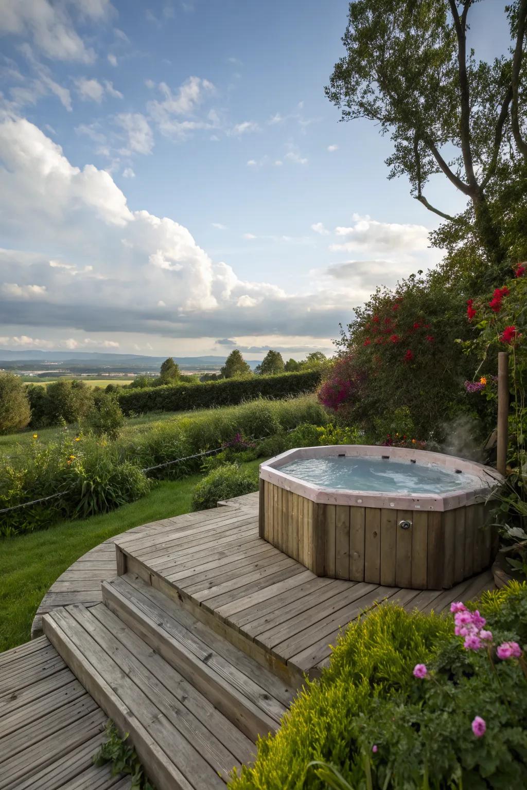 Classic wooden decking blends seamlessly with nature.