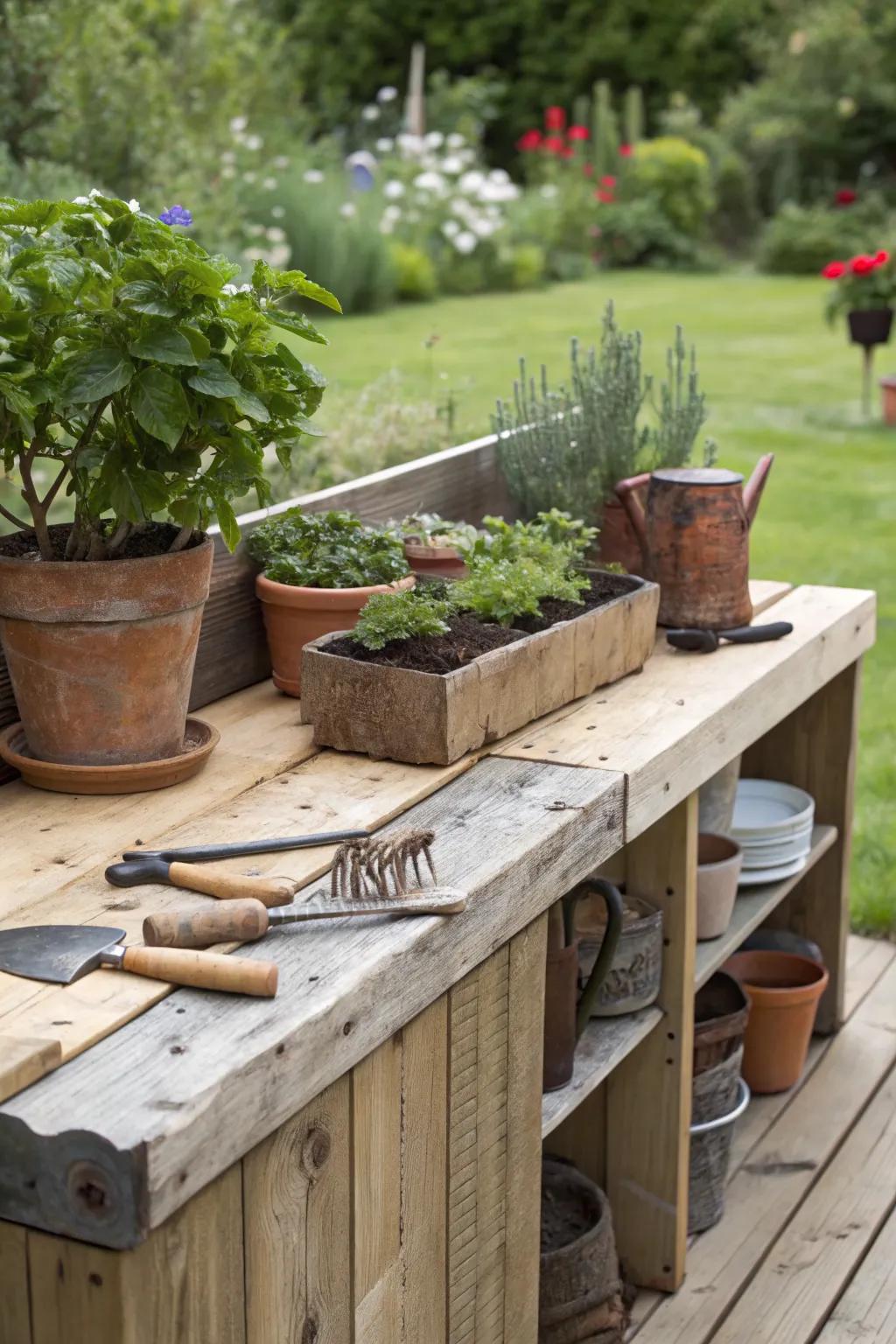Reclaimed wood brings rustic charm to your outdoor space.