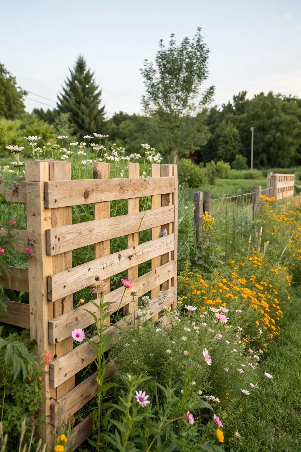 Embrace rustic charm with a natural pallet fence.