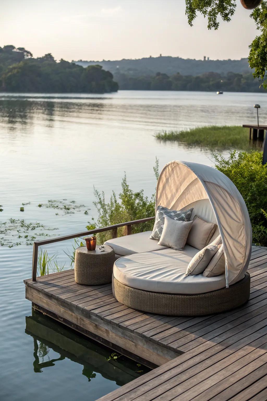Relax in style with a plush lounger on your dock.