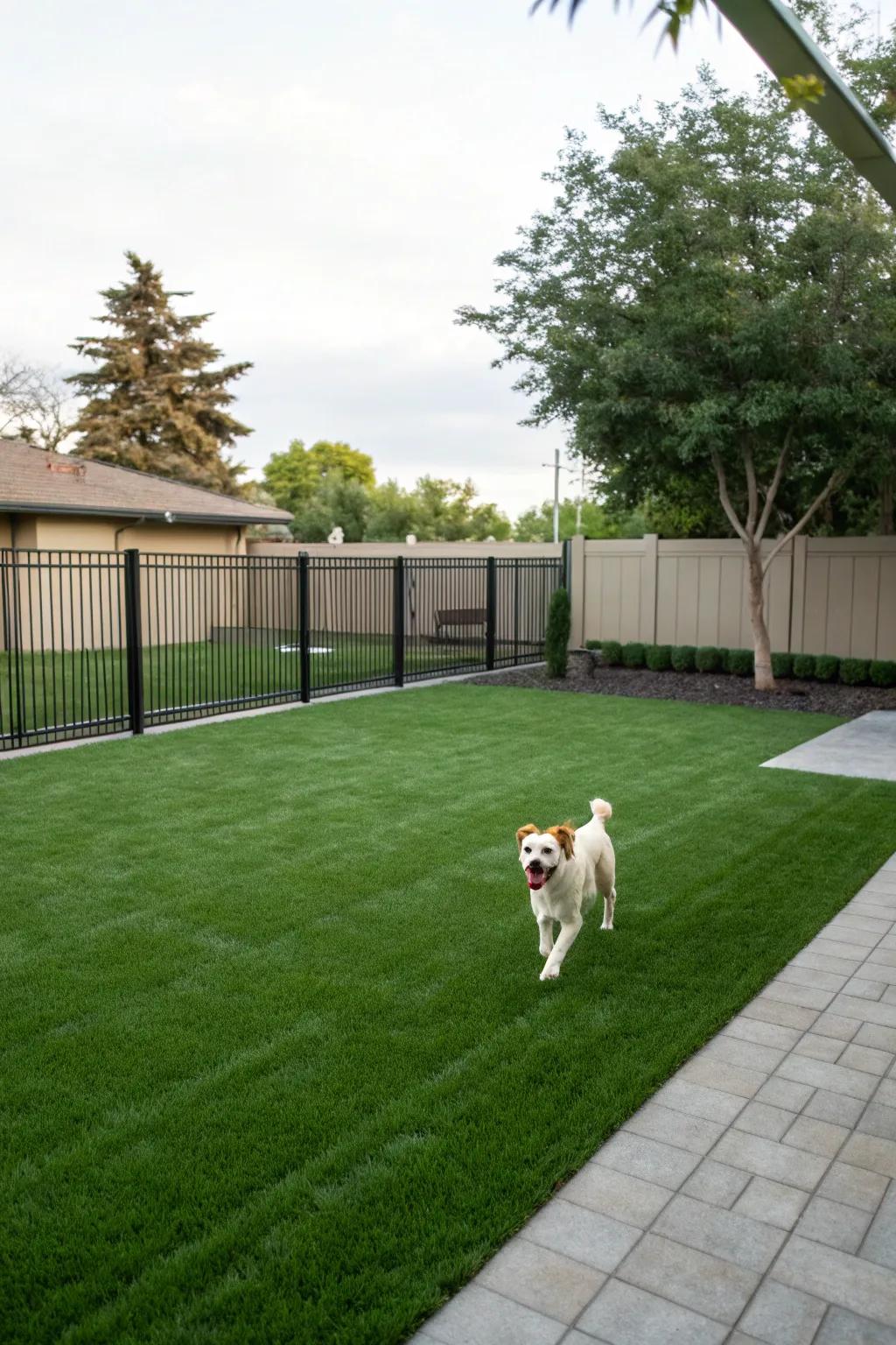 A spacious yard perfect for canine frolics.
