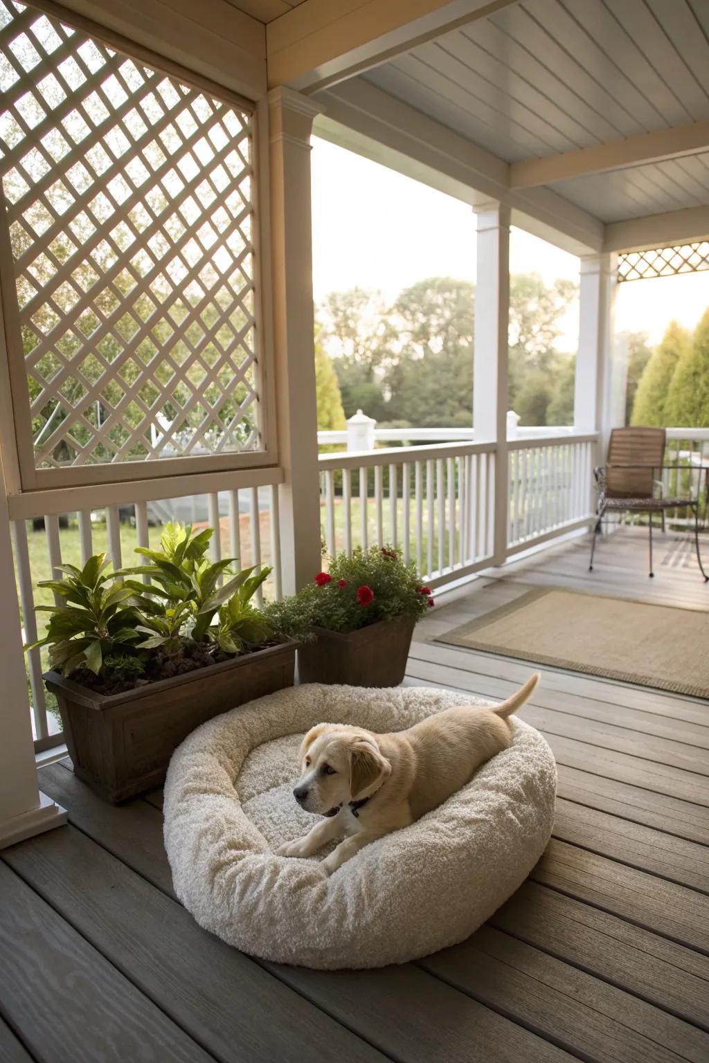 A screened porch offers a safe and breezy retreat for dogs.