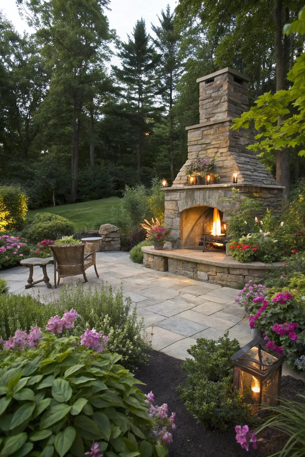 A fireplace that harmonizes with your garden's natural beauty.