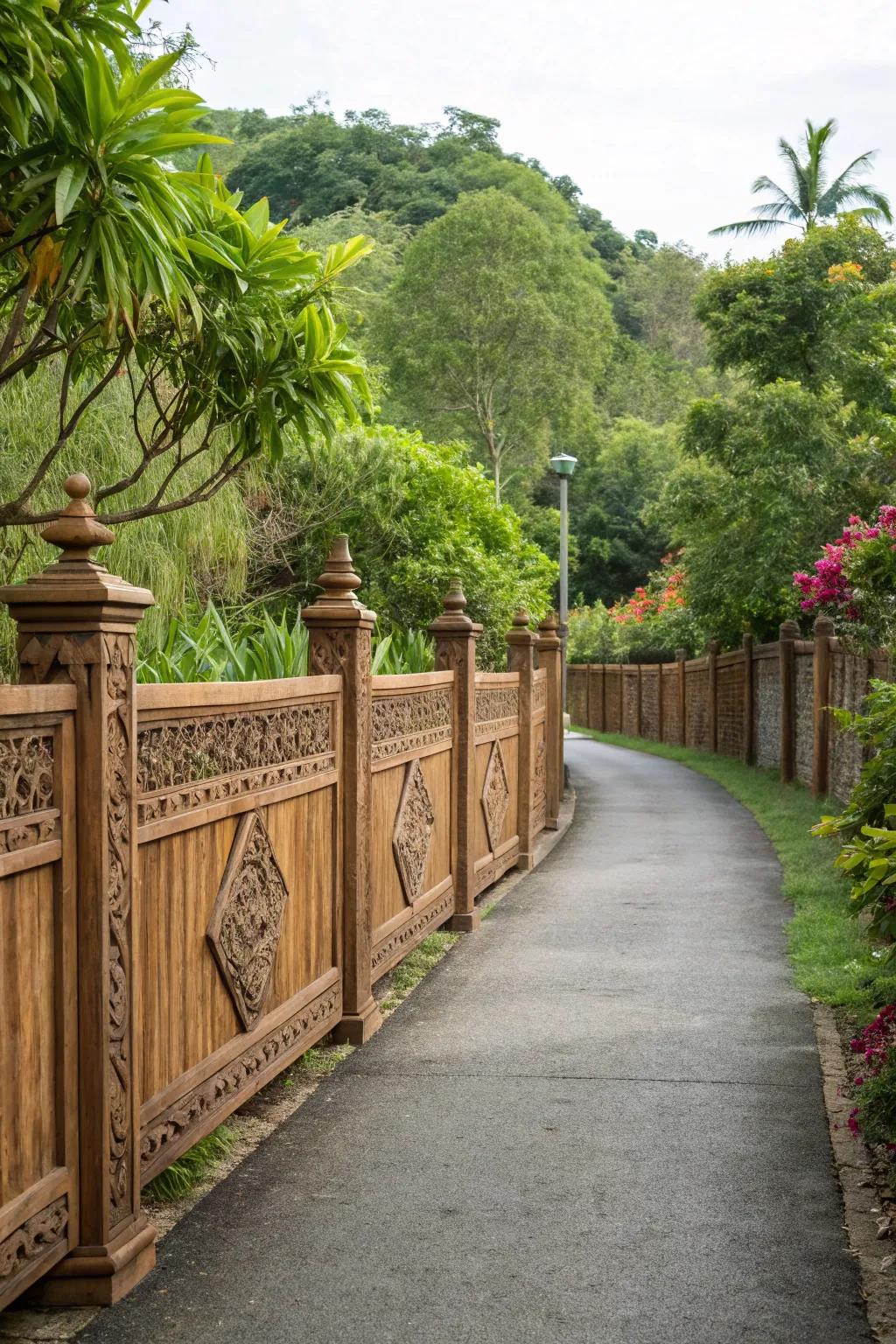 Classic wooden fences add rustic charm and privacy to your driveway.