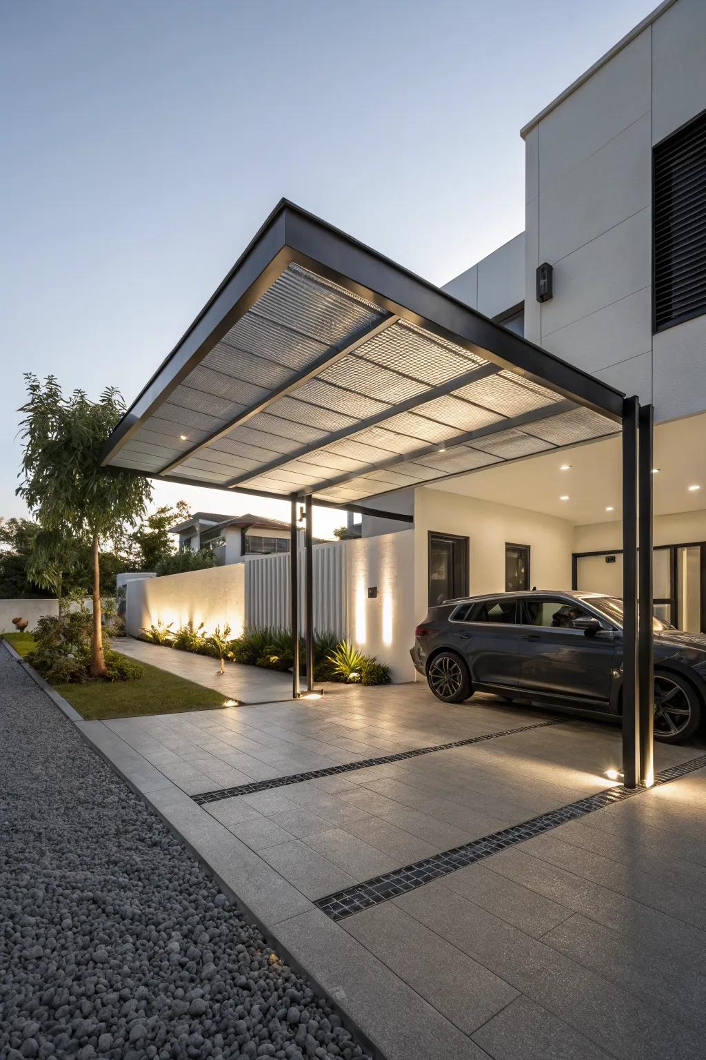 A sleek modern canopy that complements contemporary architecture.