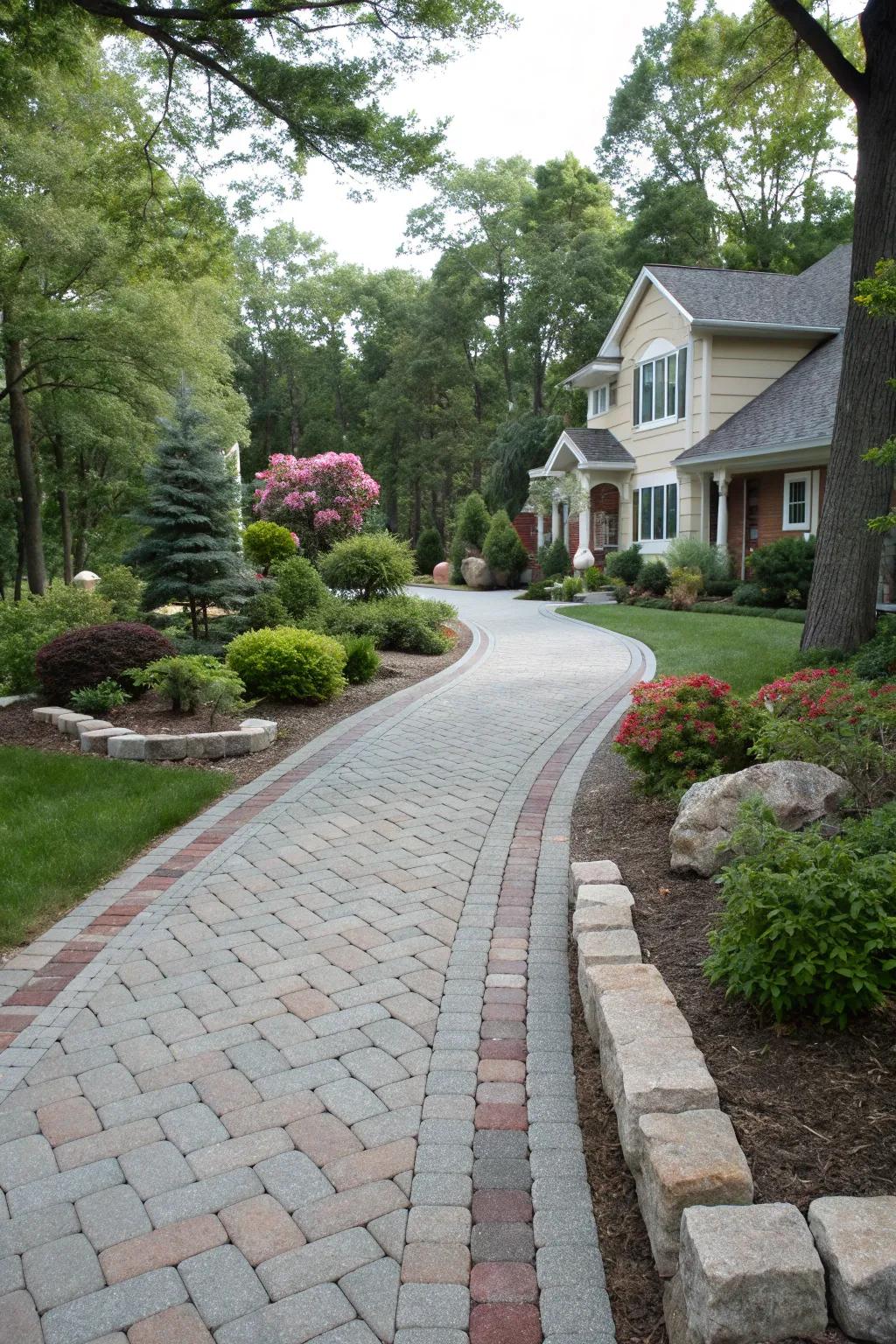 Add elegance with classic stone or brick paver borders.