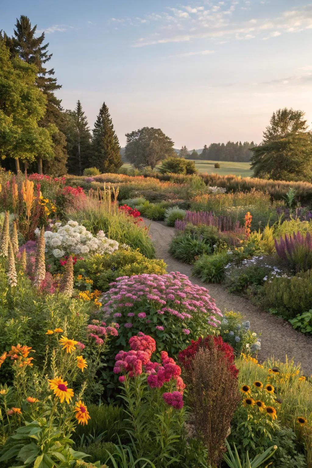 A garden showcasing an array of plant varieties for a vibrant and dynamic look.