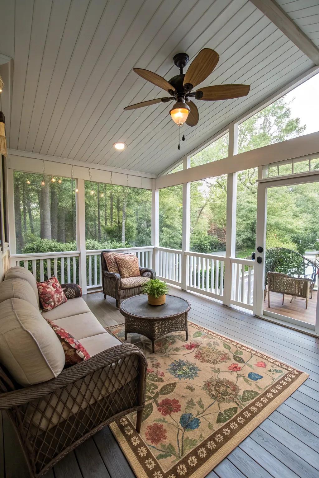 Enjoy the best of both worlds with a classic screened-in porch.