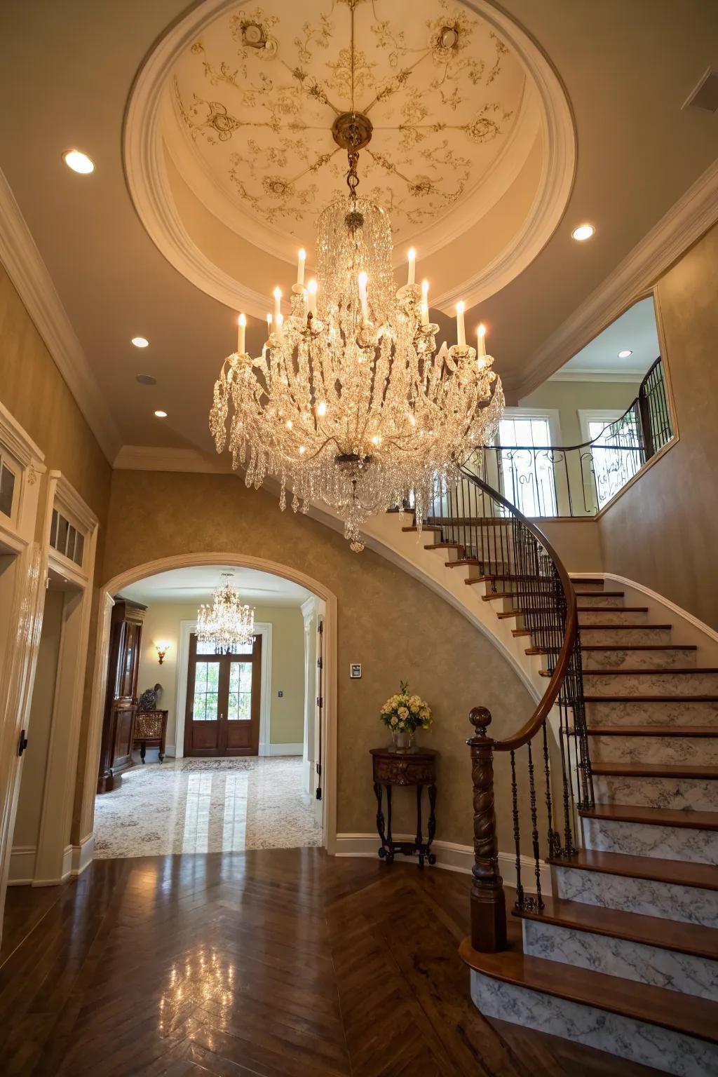 Add elegance to your entryway with a captivating chandelier.