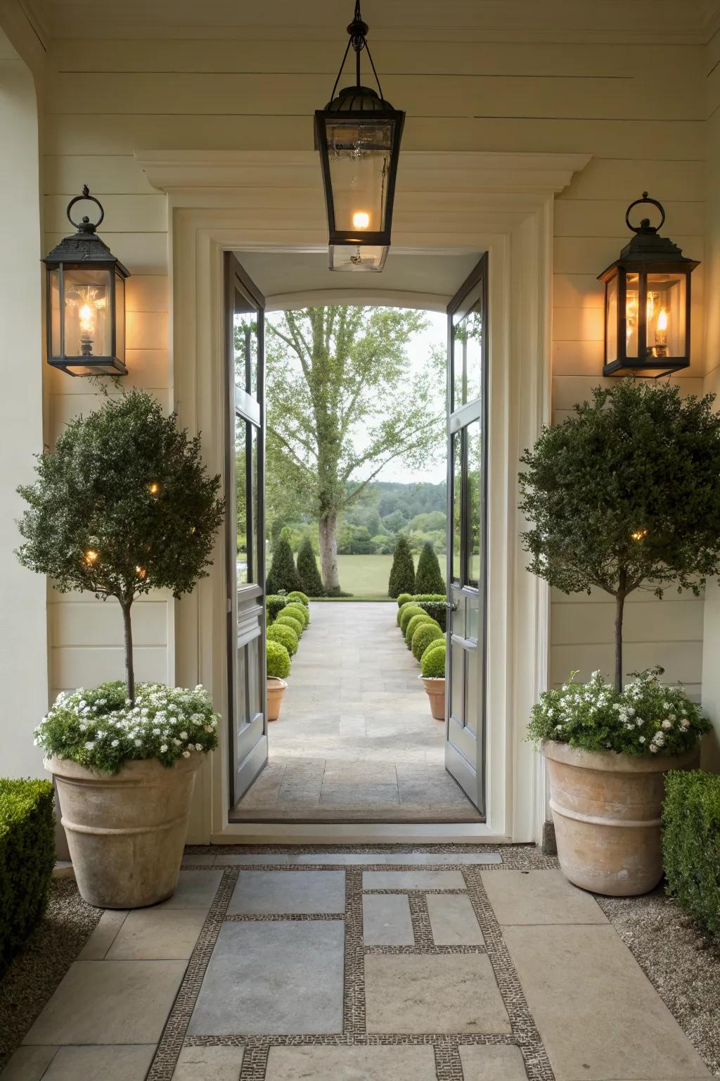 Symmetrical design enhances the porch's visual appeal