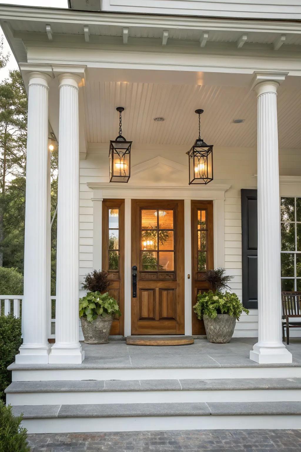 Enhance your porch with classic columns for a timeless look.
