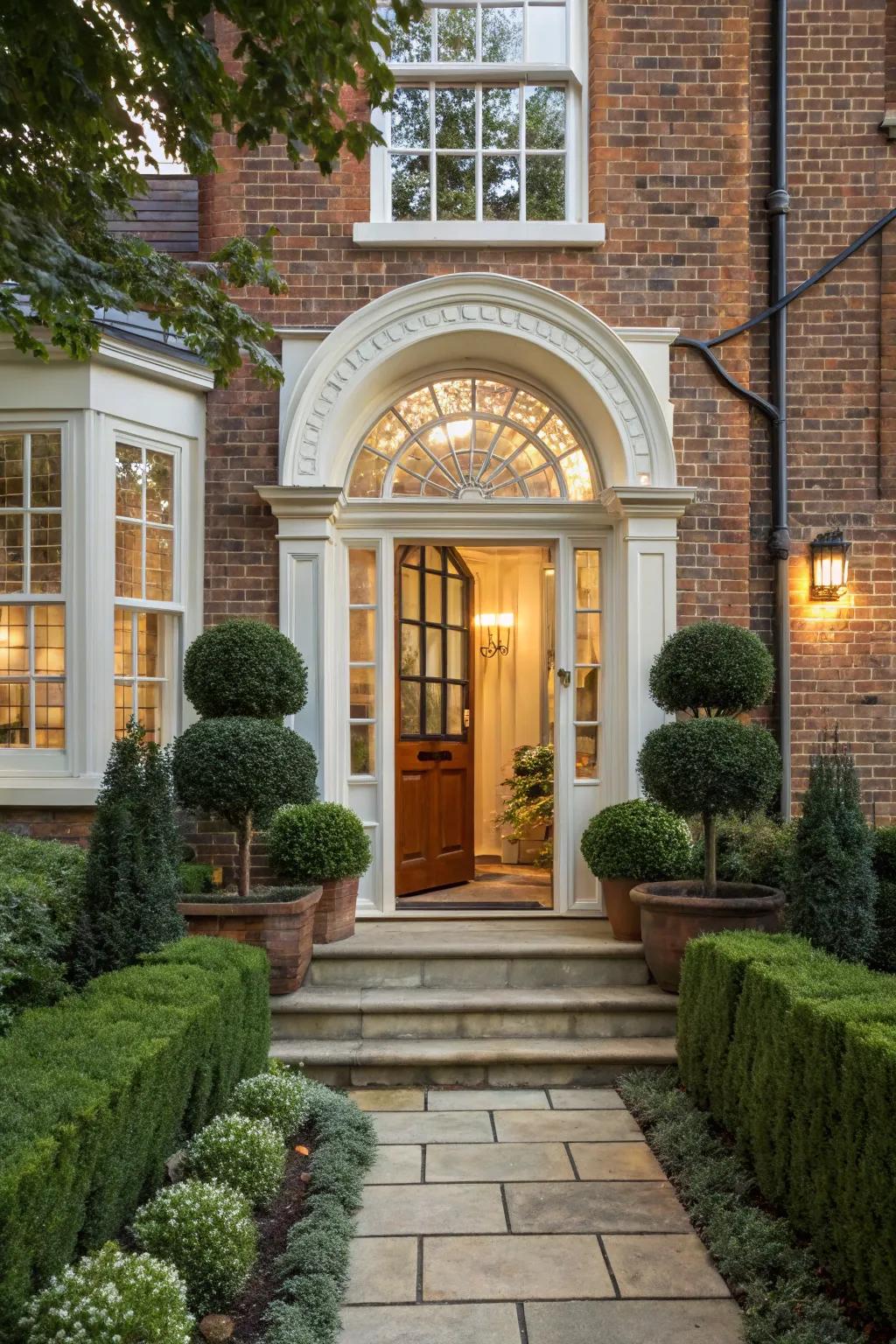 An inviting entrance with a charming fanlight transom that enhances curb appeal.