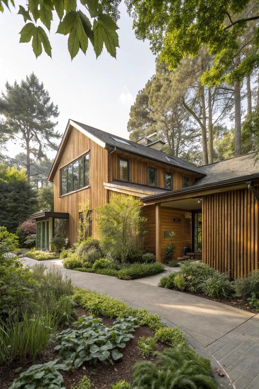 Wooden cladding adds warmth and a natural touch to any home exterior.