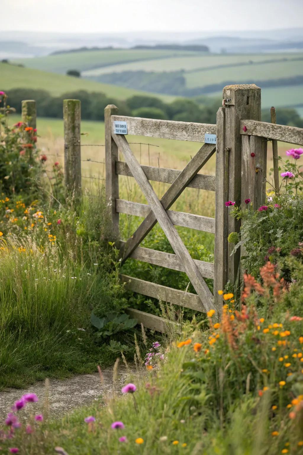 A classic wooden gate that exudes rustic charm.