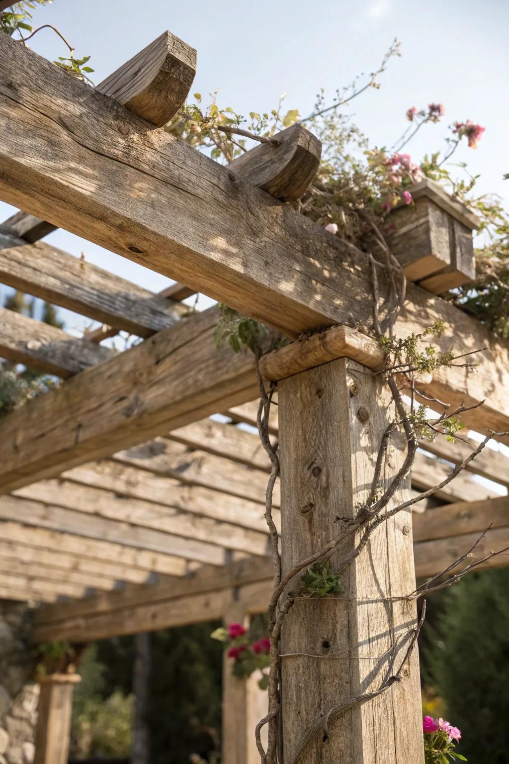 A classic cedar pergola adds timeless charm to any garden.