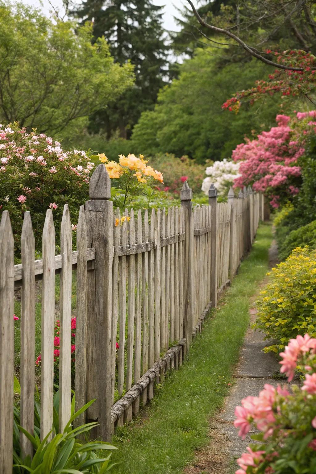 A classic wooden fence exuding warmth and timeless charm.