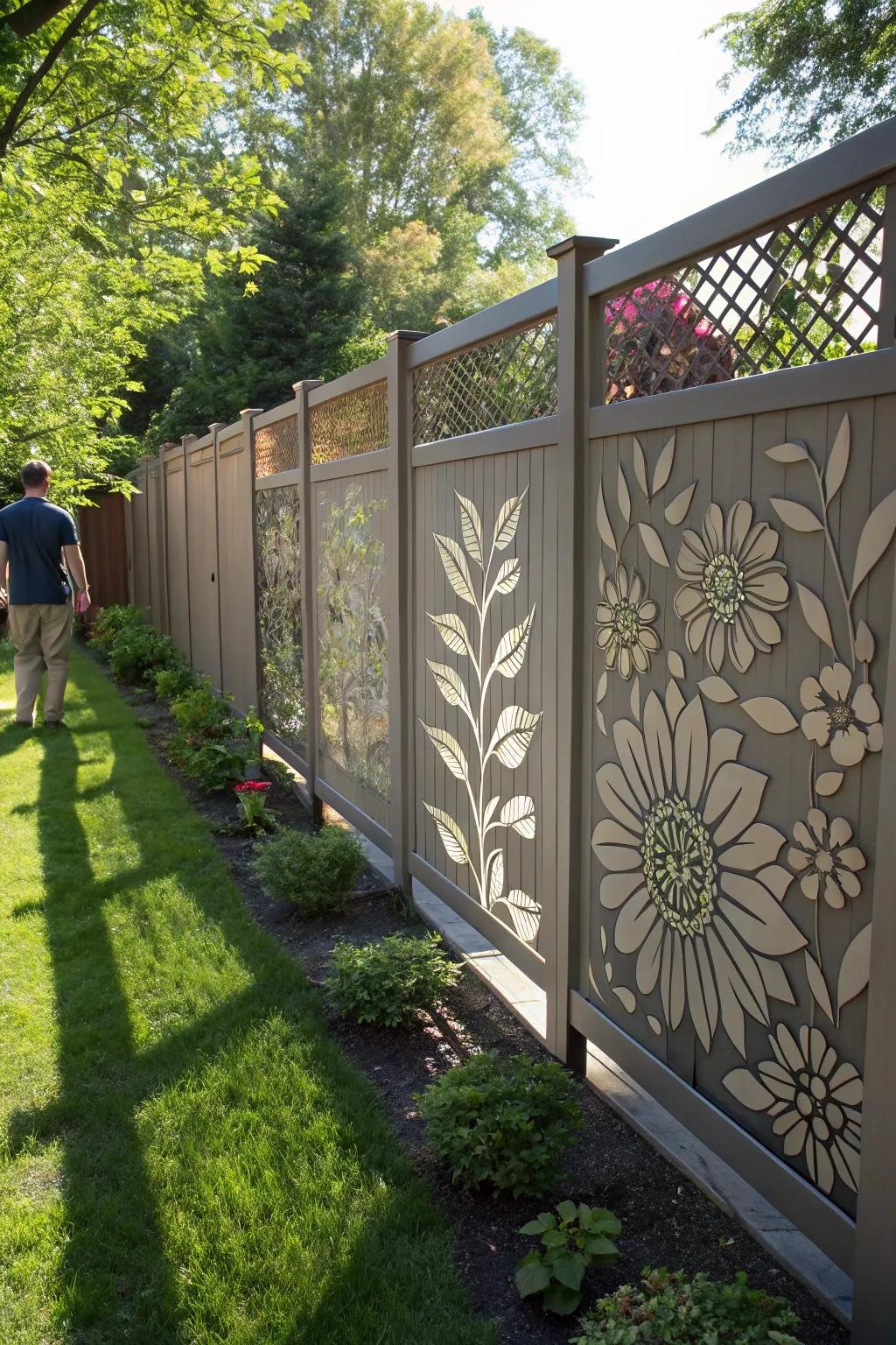 Intricate cut-out designs add artistic flair to your fence.