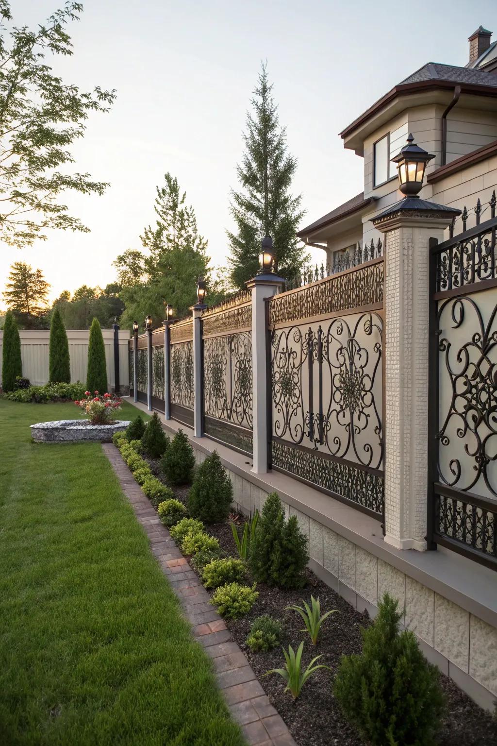 Intricate patterns transform this fence into a piece of art.