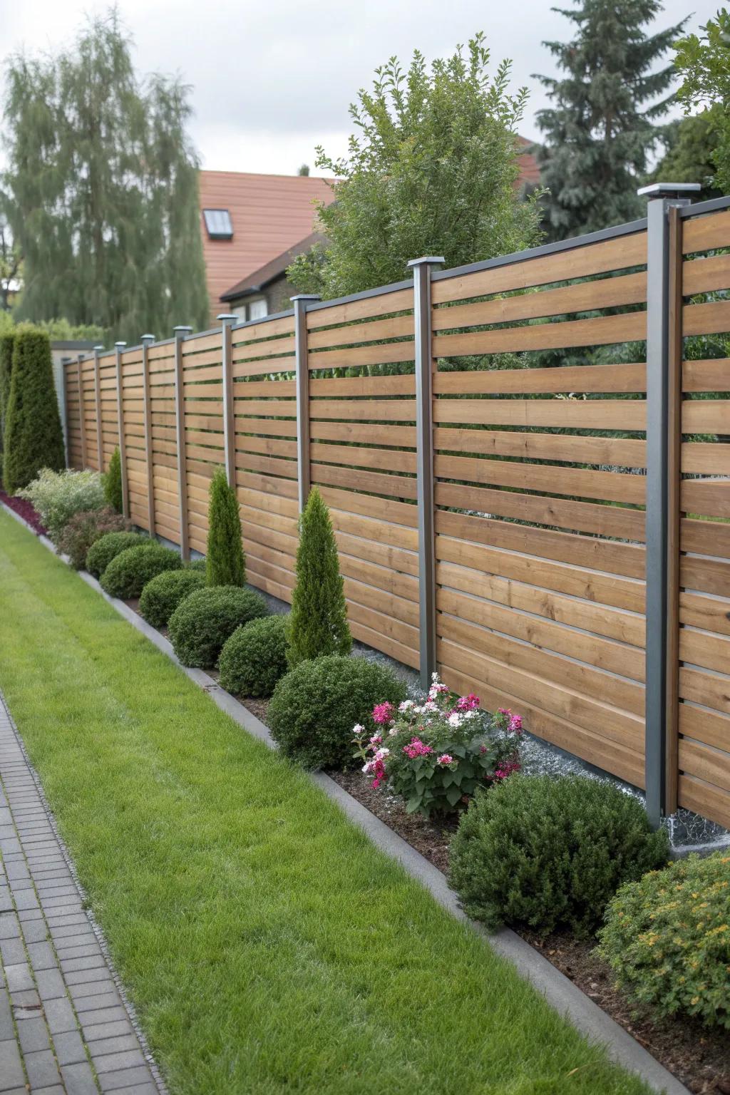 Sleek and modern, this fence offers both privacy and style.