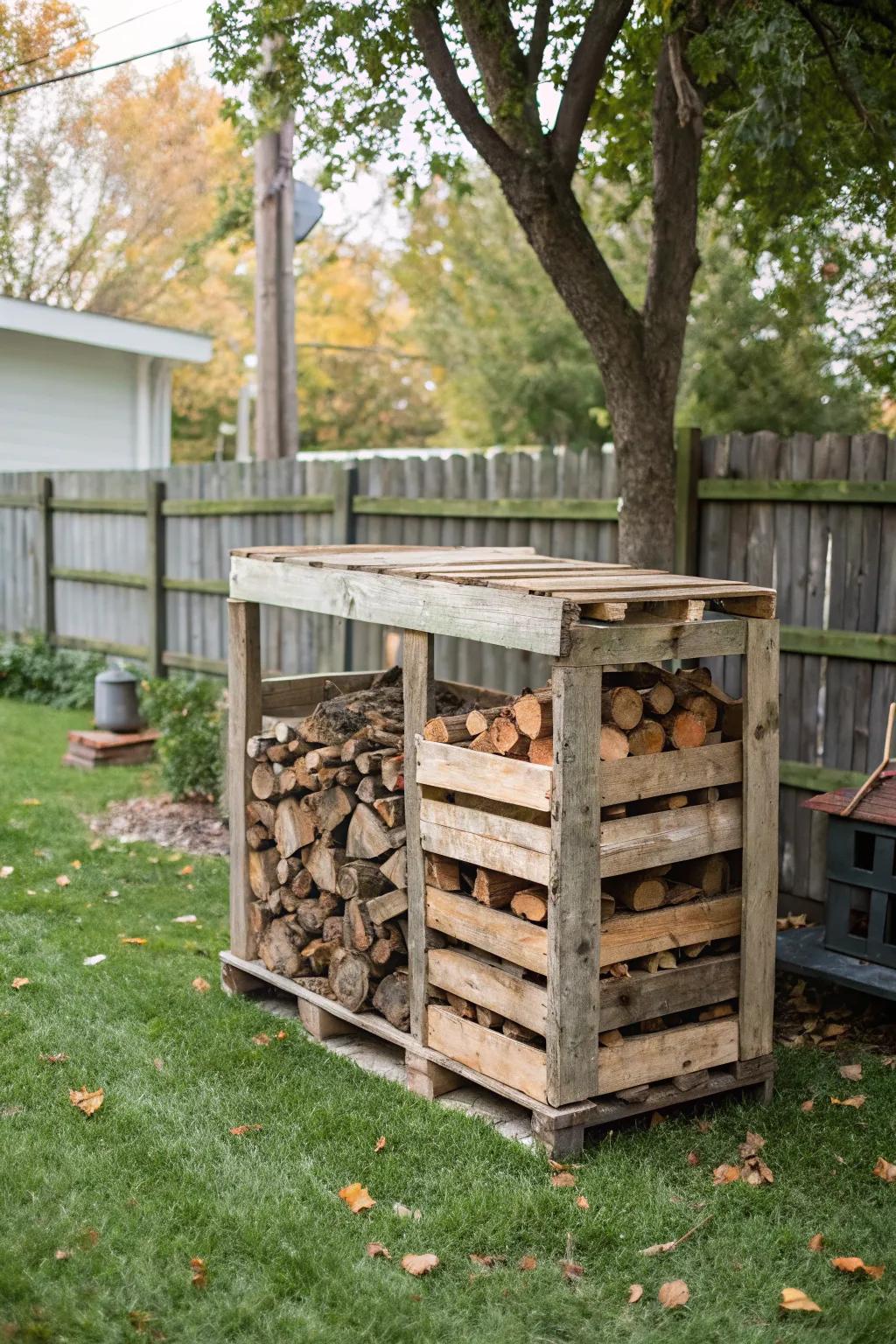DIY pallet wood stand adds rustic charm to your garden.