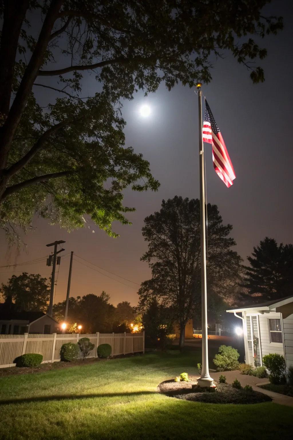 A classic spotlight brings elegance and clarity to the flag.