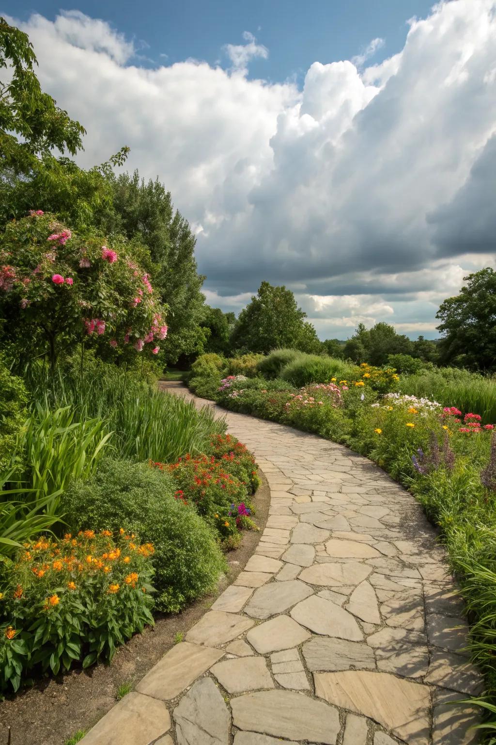 Create natural charm with flagstone pathways.