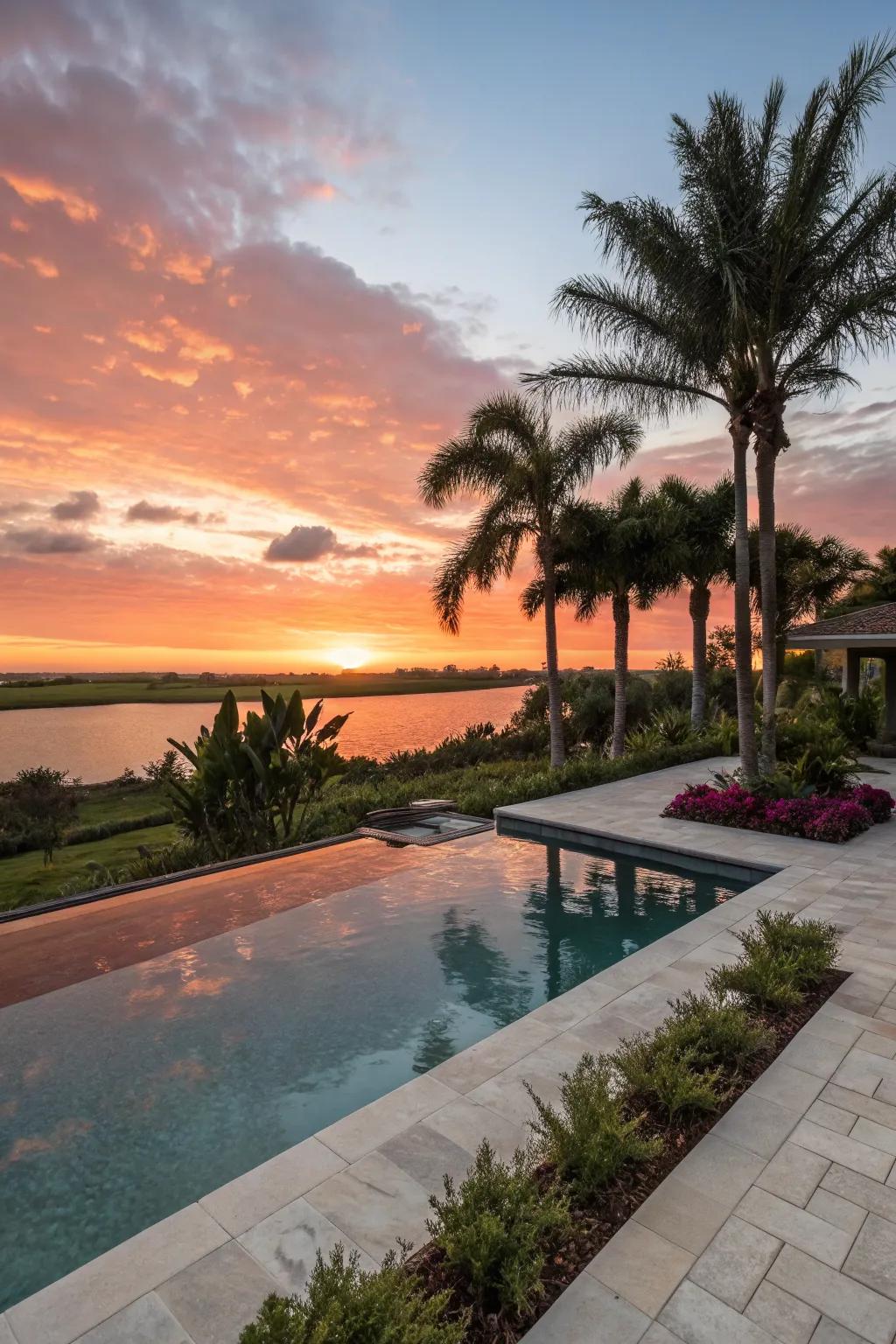 Infinity edge pool with a view that merges with the horizon.