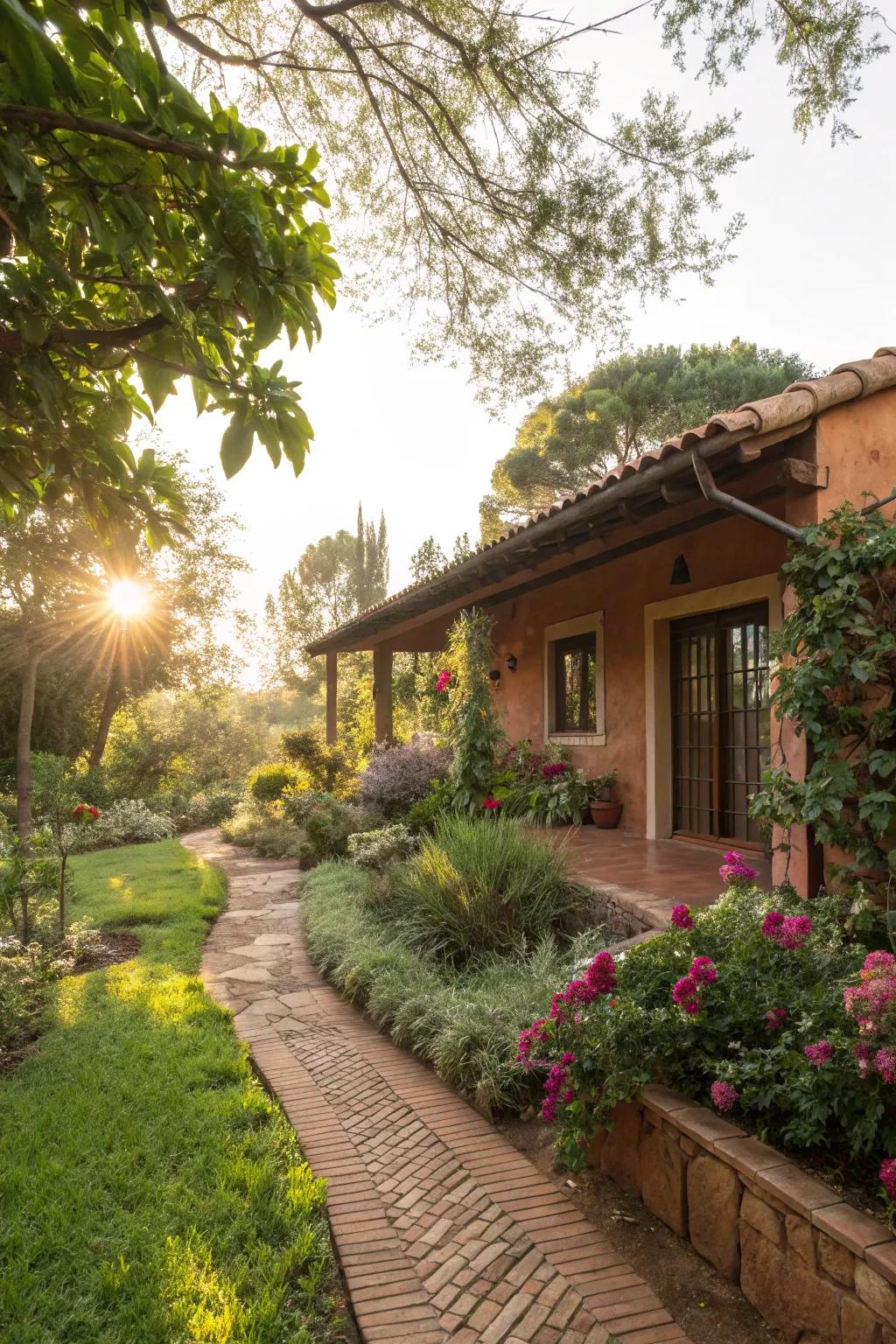 Earthy tones create a natural harmony with your garden.